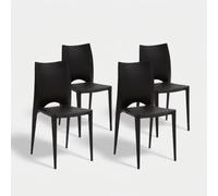 Produce Shop Lot de 4 chaises empilables en polypropylène Lione - Noir