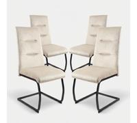 Produce Shop Lot de 4 chaises modernes en tissu et métal design Rivéa - Beige