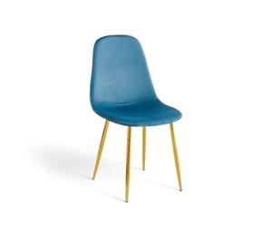 Produce Shop Lunaria Lot de 4 chaises en velours d'intérieur - Bleu foncé