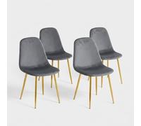 Produce Shop Lunaria Lot de 4 chaises en velours d'intérieur Gris