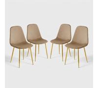 Produce Shop Lunaria Lot de 4 chaises en velours d'intérieur Marron