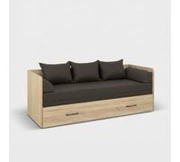 Produce Shop Tetrix Canapé-lit pliable avec tiroir et coussins Anthracite 80-160 x 200 cm - Chêne
