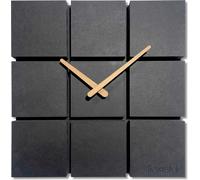 Product image Horloge murale moderne Harmony bois chêne carré noir sans bruit de tic-tac salle de bain salon chambre adolescent 30 cm noir