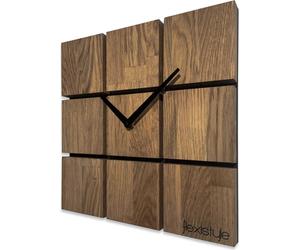 Product image Horloge murale moderne Harmony bois chêne carré noir sans bruit de tic-tac salle de bain salon chambre adolescent 30 cm marron