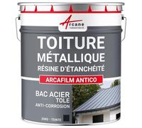 Produit d'étanchéité, toiture métallique, bac acier, peinture tôle, bardage, rouille, résistant à la corrosion et aux intempéries : Arcafilm antico - 20 kg Noir Bleuté - ARCANE INDUSTRIES
