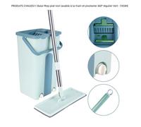 PRODUITS CHAUDS!!! Balai Mop plat non lavable à la main et pivotante 360° régulier avec 2 mops Vert - FASIKE