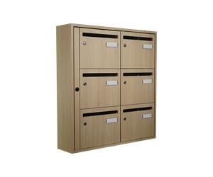 Prof. 190 mm - Bloc 6 boites aux lettres Essentielle - Chêne Clair