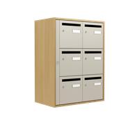 Prof. 380 mm - Bloc de 6 boites aux lettres Acier et Bois