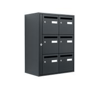 Prof. 380 mm - Bloc de 6 boîtes aux lettres B6 Acier - Gris anthracite