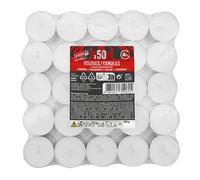 PROF Pack 50 Bougies Chauffe-Plat 4 Heures, Bougies Blanches Longue Durée, Idéales Décoration, Mariage, Restaurant, Diffuseur et Photophores, 40807073, Blanc