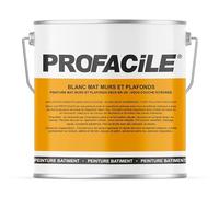 PROFACILE Peinture blanc mat intérieur murs et plafonds, sans odeur, 2 en 1, sous-couche intégrée 2.5 litres