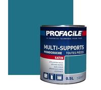 Peinture intérieure multi-supports, satin, murs, plafonds, boiseries, radiateurs, sans odeur 0.5 litre Bleu Paon / Phare