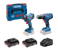 Bosch Professional Système 18V GSB 18V-21 + GDR 18V-160 - Marteau perforateur + tournevis de Visseuse à choc a Batterie (2 x 2.0 Ah, en L-BOXX )