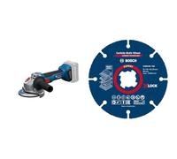 Professional 18V System meuleuse angulaire sans-fil GWS 18V-8 (diamètre de disque 115 mm) + Bosch 1x Disques à tronçonner EXPERT Carbide Multi Wheel X-LOCK (pour Bois dur, Bois clouté, Ø 115 mm)