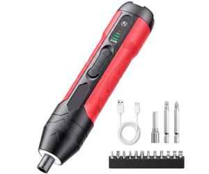 Professional Tournevis Électrique sans-fil Set de Précision Couple 4.5 Nm | Perceuse Visseuse Devisseuse Sans Fil 4.2V câble USB-C, avec set de 13 embouts, 4 vitesses de couple, Lumière LED, 280 tr/min