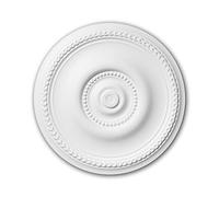 Profhome 156002 Rosace de Plafond Ronde | Ø 52 cm | Médaillon de Style Art Nouveau en Polyuréthane Rigide | Décoration pour Lustre et Suspension, Blanc Prêt à Peindre