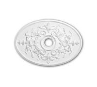 Profhome 156041 Rosace de Plafond Monumentale Ovale | 78,5 x 54,4 cm | Médaillon de Style Néo-Empire en Polyuréthane Rigide | Décoration de Luxe pour Lustre, Blanc Prêt à Peindre
