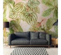 Profhome 382421-GU Papier peint photo jungle mat vert rose 3,71 m x 2,8 m