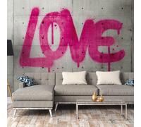 Profhome 382651-GU Papier peint photo aspect béton mat gris rose-vif 3,71 m x 2,8 m