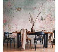 Profhome 399201-GU Papier peint photo fleurs mat gris bleu 3,71 m x 2,8 m