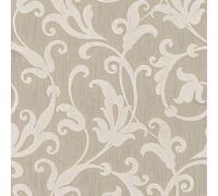 Profhome 954901-GU Papier peint aspect textile mat beige argent 5,33 m2