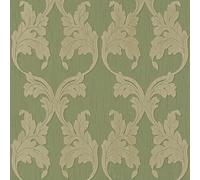 Profhome 956284-GU Papier peint aspect textile mat vert 5,33 m2