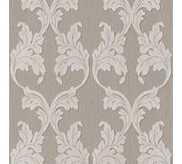 Profhome 956286-GU Papier peint aspect textile mat gris beige 5,33 m2