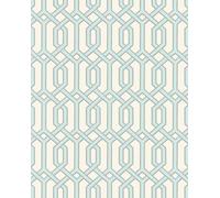 Profhome BA220013-DI Papier peint à motifs graphiques accents métalliques ivoire turquoise-pastel 5,33 m2