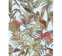 Profhome DE120014-DI Papier peint moitf d'oiseaux brillant bleu vert 5,33 m2