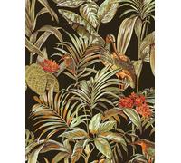 Profhome DE120015-DI Papier peint moitf d'oiseaux brillant noir vert 5,33 m2