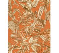 Profhome DE120019-DI Papier peint moitf d'oiseaux brillant orange cuivré 5,33 m2