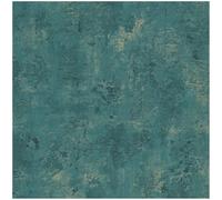 Profhome Papier Peint Effet Béton Oxydé - Bleu Pétrole et Or - Tapisserie Murale Intissée Style Industriel et Loft - Aspect Vieux Mur Patiné - 0,53 x 10,05 m - 388235-GU