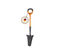 PROFI-PARTNER Bêche à scie à racines - Pointe acier carbone tranchante - Manche fibre de verre - Clé plate et décapsuleur intégrés - 114 cm - Démontable - Orange et noir