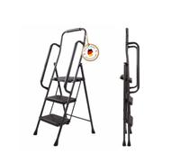 PROFI-PARTNER Échelle de sécurité avec main courante - Échelle domestique stable à 3 marches avec sac à outils - Marches extra larges - Charge maximale : 150 kg - Certifié EN 14183