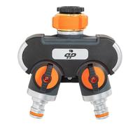 Profi-Partner Répartiteur de robinet de jardin 2 voies | Raccord 1/2" et 3/4", réglable individuellement, pour pelouse, parterre et irrigation goutte à goutte, robuste