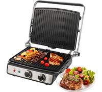 ProfiCook Gril de contact pour griller sans graisse | Gril électrique pour par ex. panini, steaks, toasts | Gril électrique avec thermostat réglable en continu | Gril barbecue avec ouverture à 180° |