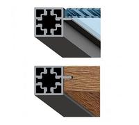Profil aluminium noir en tube carré pour système Cadro - longueur 3 m - profil panneau verre HETTICH
