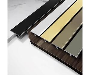 Profil de bande de Transition en acier inoxydable, couvercle de Rail plat en aluminium, bande de Compensation à profil en T for sol 2 pièces(Silver,2.7m*25mm)