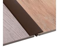 Profil de transition auto-adhésif, profil en T 5 x 200 cm, bande de transition PVC flexible pour tous les types de sol, découpable et résistant à l'eau (Marron foncé, 2 M)