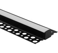 Profil en aluminium pour montage en saillie Noir pour LED pour plaque de plâtre / GIPS 2m avec Milky Dome et embouts Ecolight