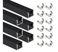 Profile Alu Pour Ruban Led, 6 × 1m Rail Led,12×10mm Diffuseur Baguette Led U De,Pour Panneaux D'Absorption Acoustique,Avec Clips De Fixation, Rainures De Diffusion à Bande Noire Couvercle éTanche (A)