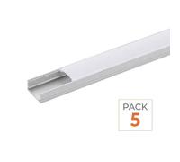Profilé Aluminium 1m pour Ruban LED avec Cache Blanc Opaque - Pack de 5 - SILAMP