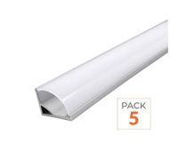 Profilé Aluminium Angle 1m pour Ruban LED Couvercle Blanc Opaque - Pack de 5 - SILAMP