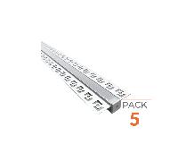 Profilé Aluminium encastrable 1m pour Ruban LED Couvercle Blanc Opaque - Pack de 5