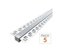 Profilé Aluminium Encastrable 2m pour Ruban LED Couvercle Blanc Opaque (Pack de 5) - SILAMP