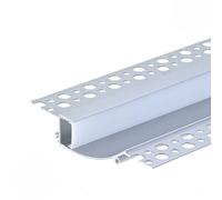 Profilé Aluminium Encastré 2m pour Plâtre Couvercle Blanc Opaque
