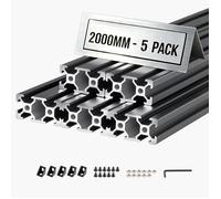 VEVOR Profilé Aluminium Extrudé 2040 5 PCS Profilé Alu Anodisé 2000 mm Rainure en V Standard Européen pour Châssis d'Imprimante 3D, Machine CNC, Mobilier, Établis, Bricolage, Haute Résistance, Noir