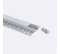Profilé Aluminium Intégration Plâtre/Placo avec Capot Continu pour Ruban LED jusqu'à 20 mm Aluminium 2 m Blanc translucide