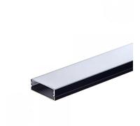 Profilé Aluminium Noir 2m avec Cache Opaque Blanc - SILAMP