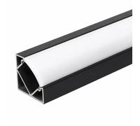 Profilé Aluminium Noir Angle 2m pour Ruban LED Couvercle Noir Opaque - SILAMP